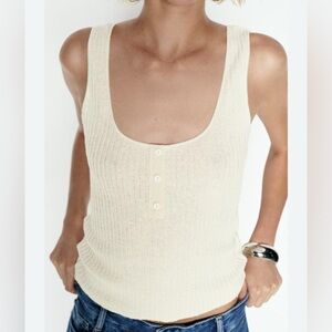 NWT Zara Cream Ribbed Tank Top